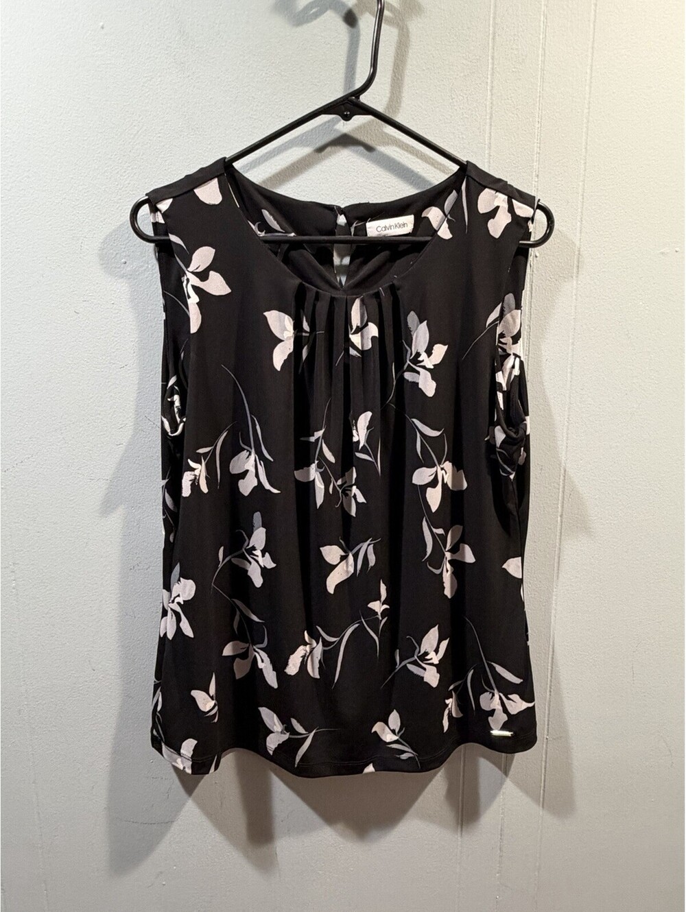 Womens Calvin Klein Floral Tank Top Black